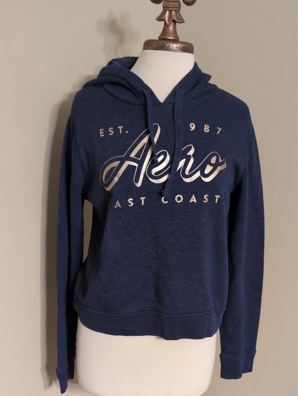 Aeropostale Navy Script Logo Hoodie for Women